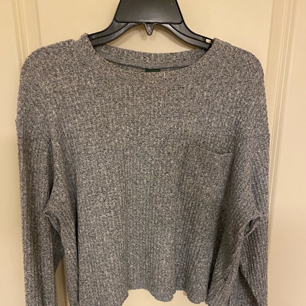 White Fable Cropped Waffle Knit Top